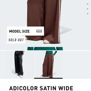 Adidas Brown Satin Trousers with White Stripes